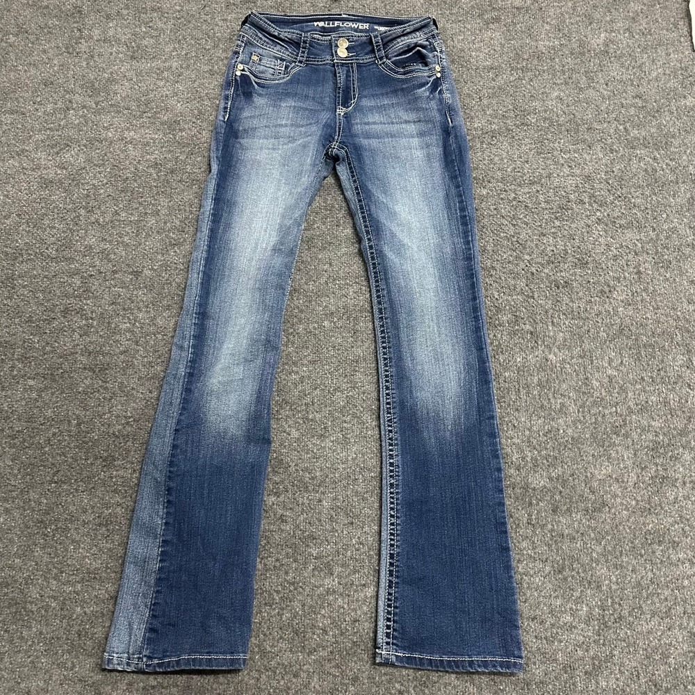 Wallflower Jeans Womens Size 0 Blue Luscious Curvy Bootcut Rhinestone Stretch
